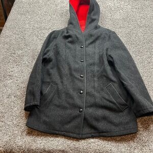Mackintosh Coat Mens Medium Vestcoat Wool Blend Hooded Red‎ Lined
